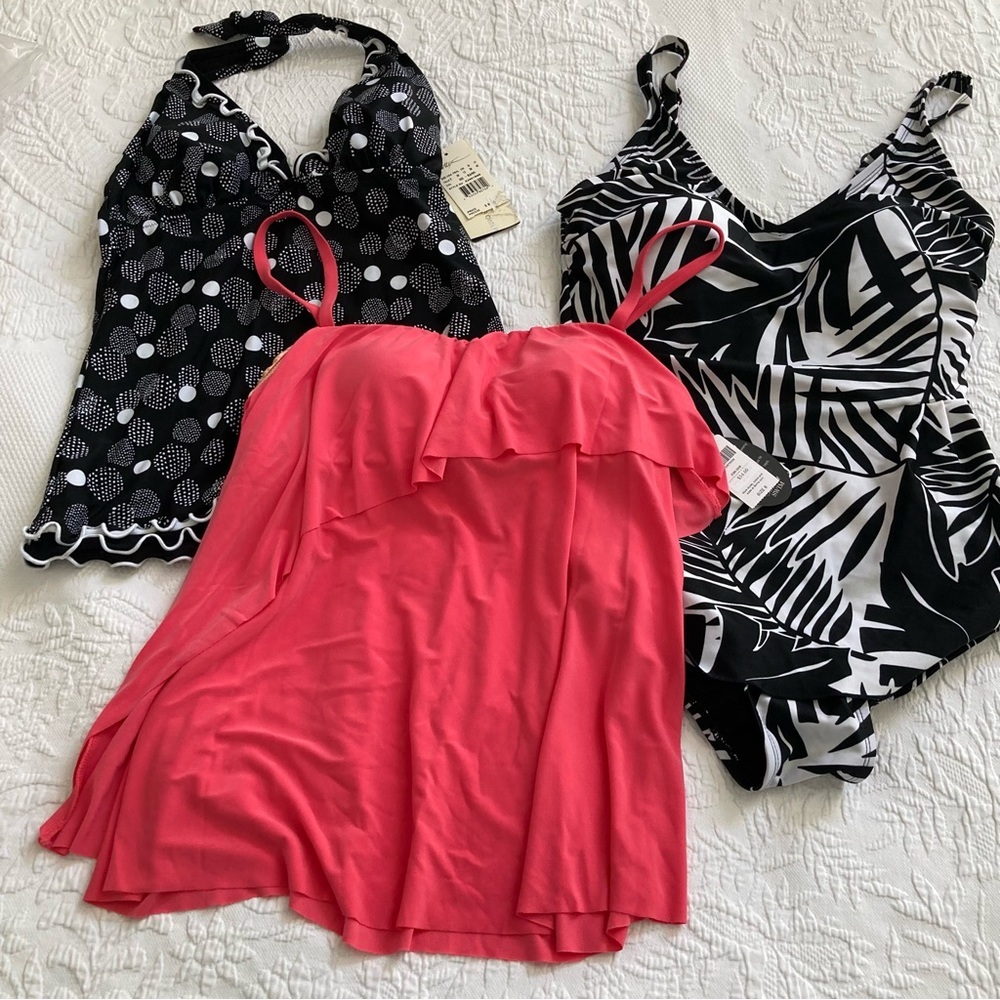 New swim tankini lot of 3, swimsuit tops & one piece swimsuit Soma Gottex  sz 8